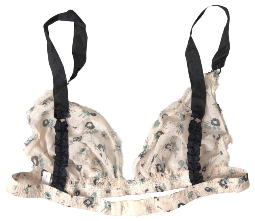 Costume National Beige Floral Underwear Bikini Women's Bra