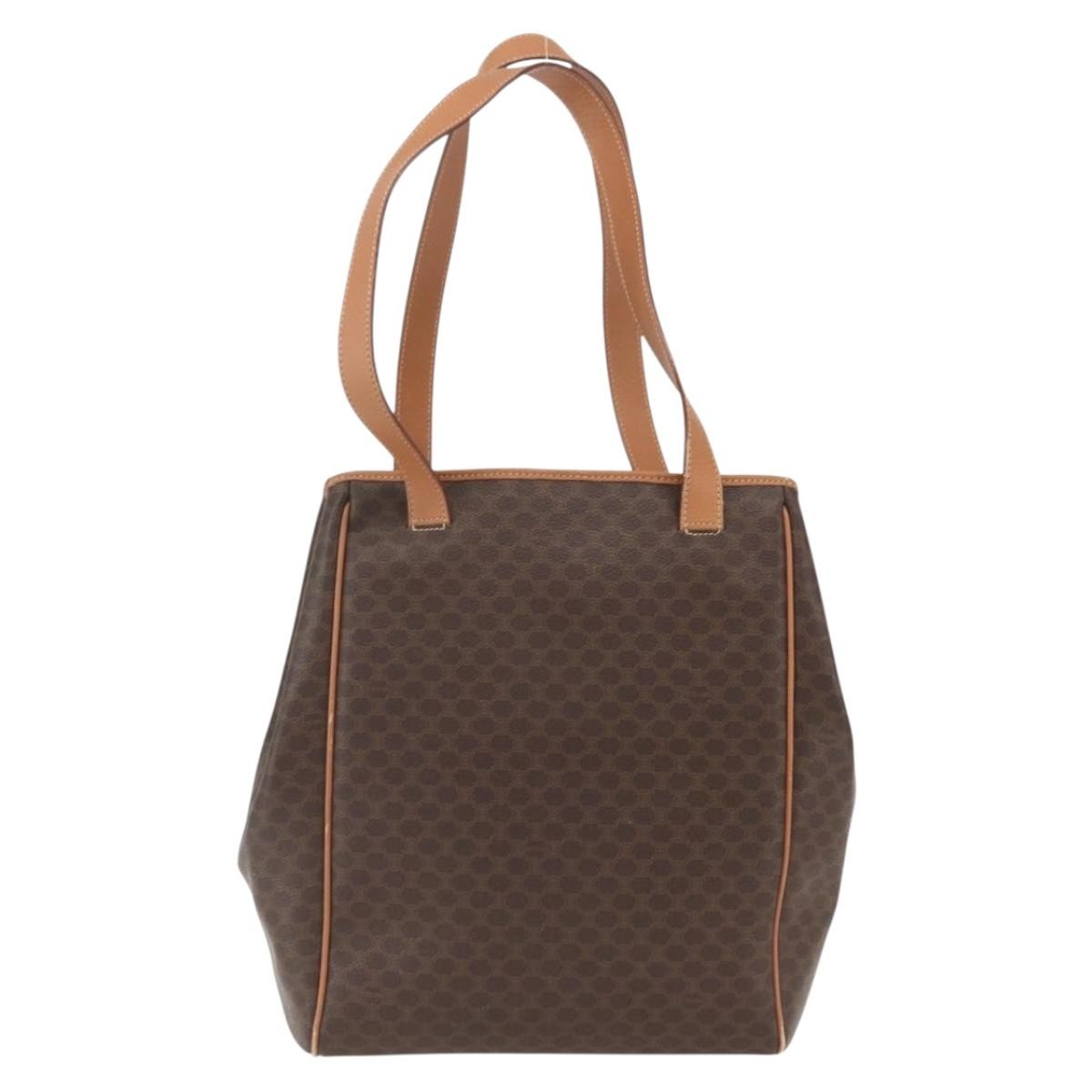 Celine Vintage Macadam Canvas And Leather Brown Canvas Shoulder Bag Bag (Pre-Owned)