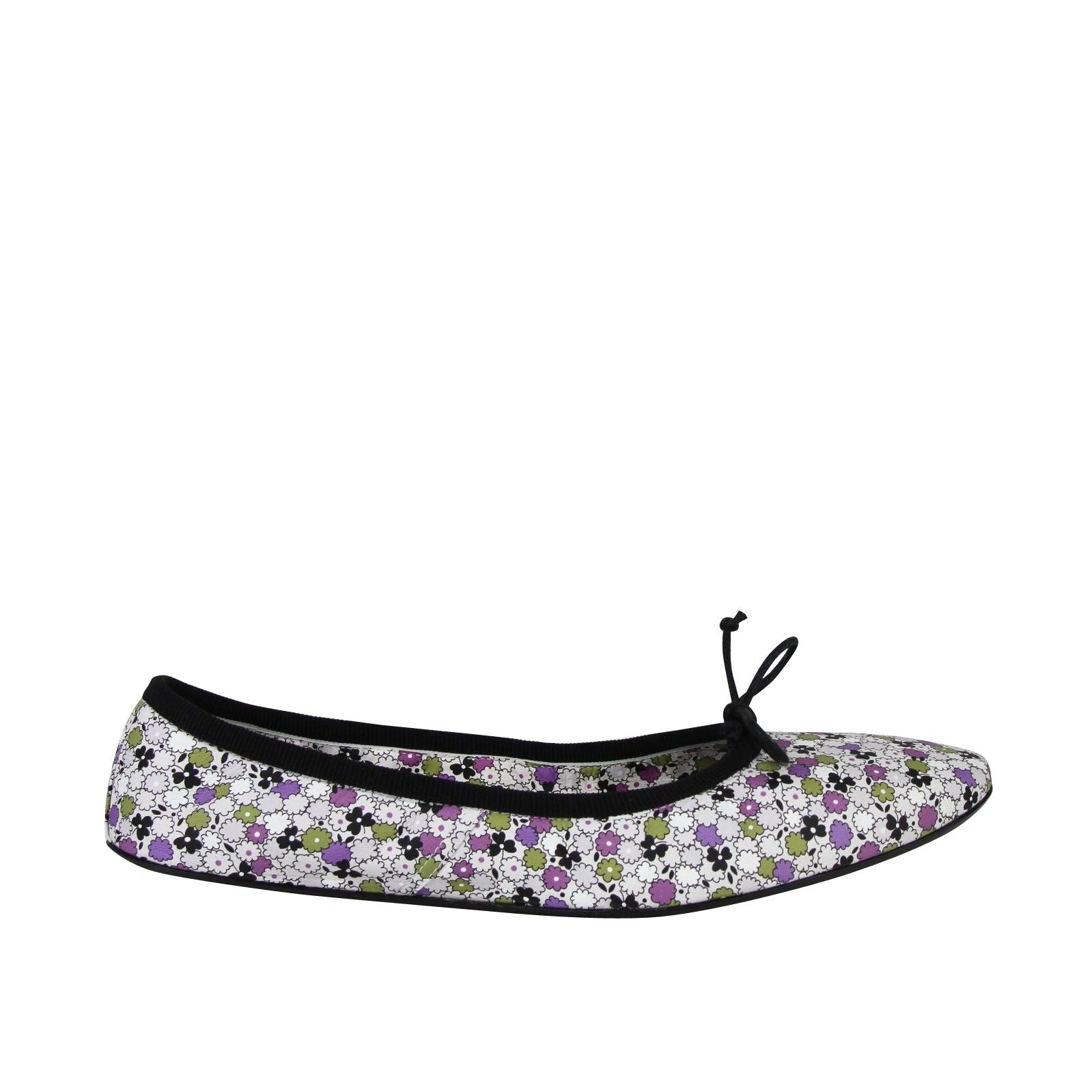 Bottega Veneta Women's Floral Green / Purple / Black Leather Ballet Flats (38.5 EU / 8.5 US)