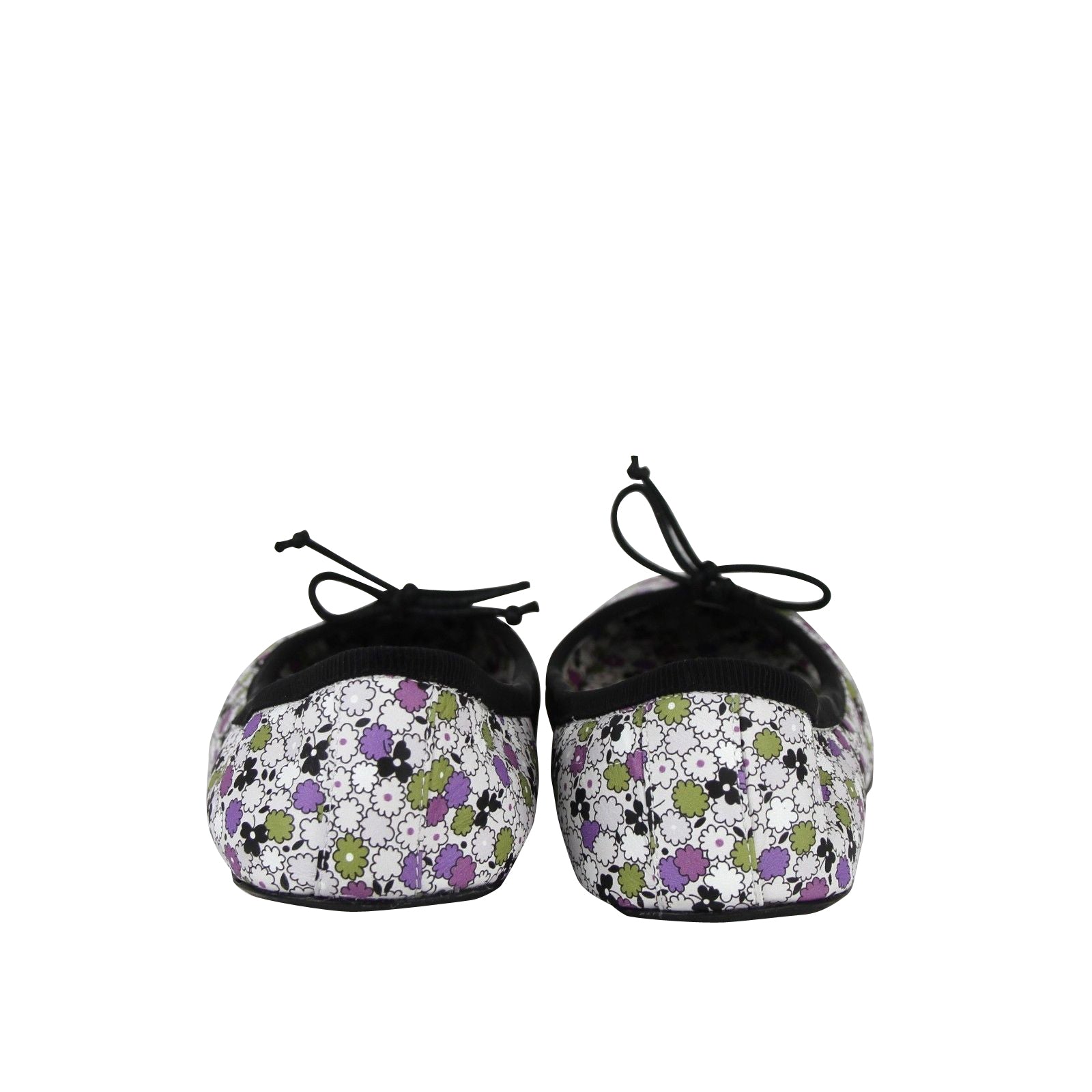 Bottega Veneta Women's Floral Green / Purple / Black Leather Ballet Flats 430525
