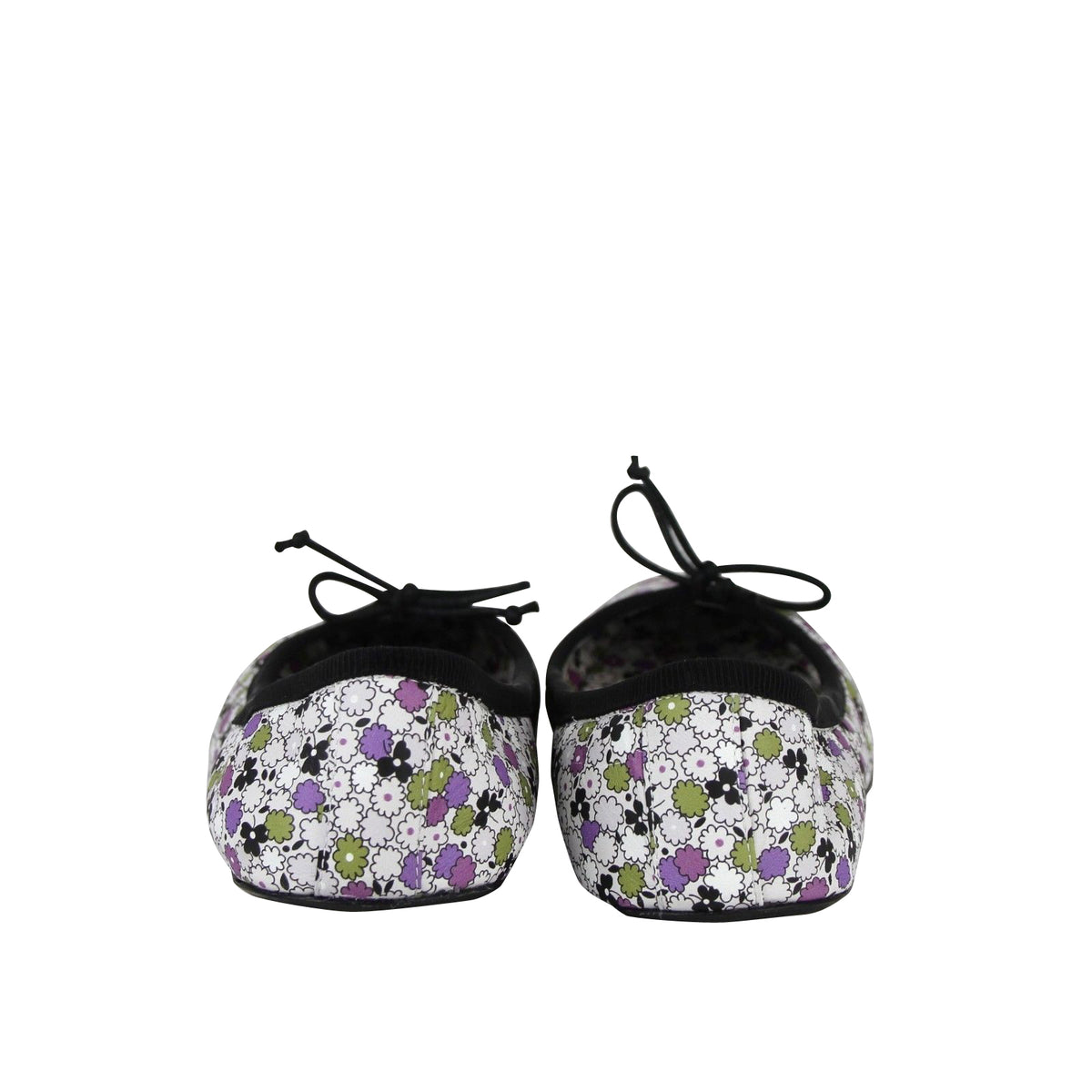 Bottega Veneta Women's Floral Green / Purple / Black Leather Ballet Flats 430525