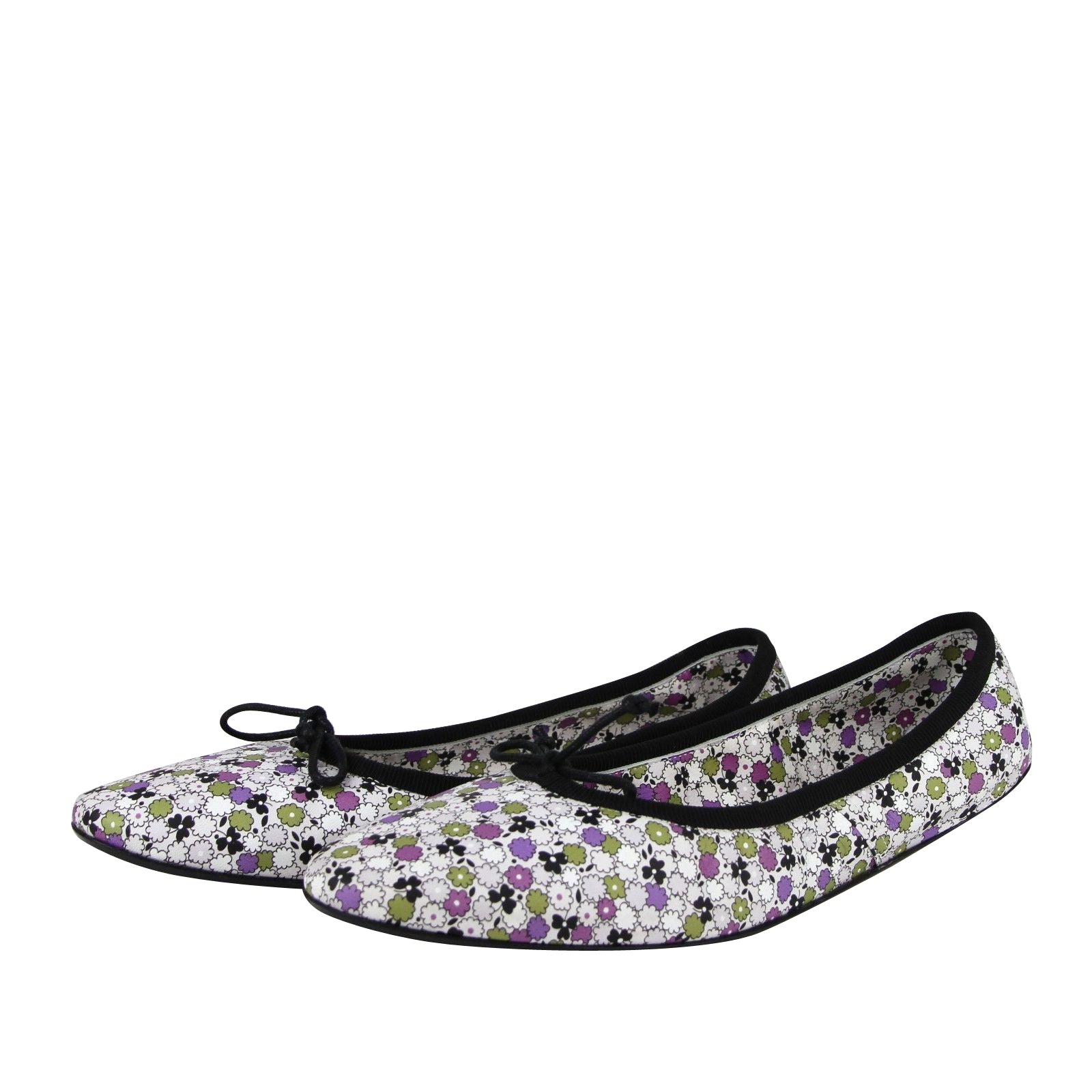 Bottega Veneta Women's Floral Green / Purple / Black Leather Ballet Flats (39 EU / 9 US)