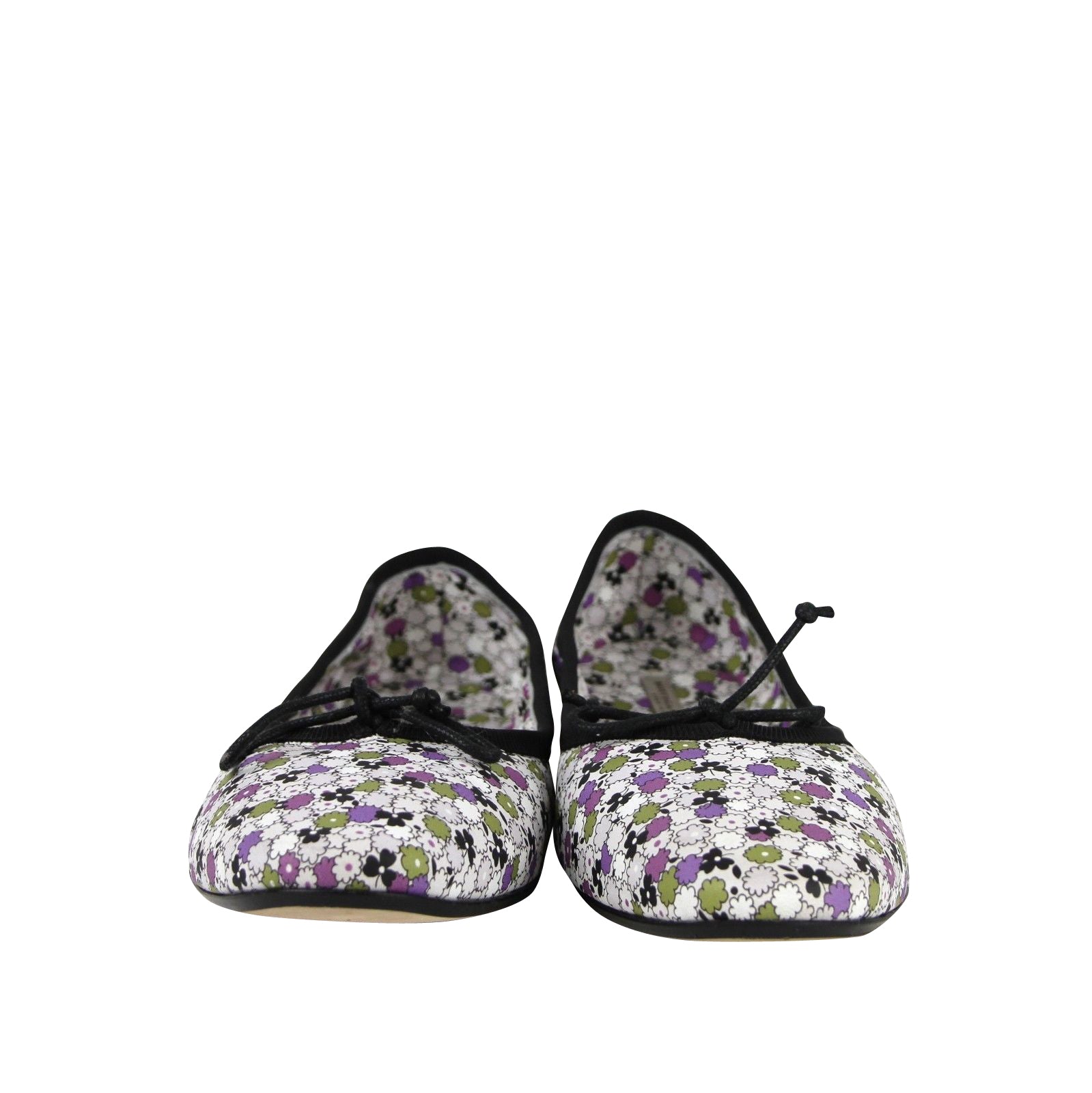 Bottega Veneta Women's Floral Green / Purple / Black Leather Ballet Flats (39 EU / 9 US)