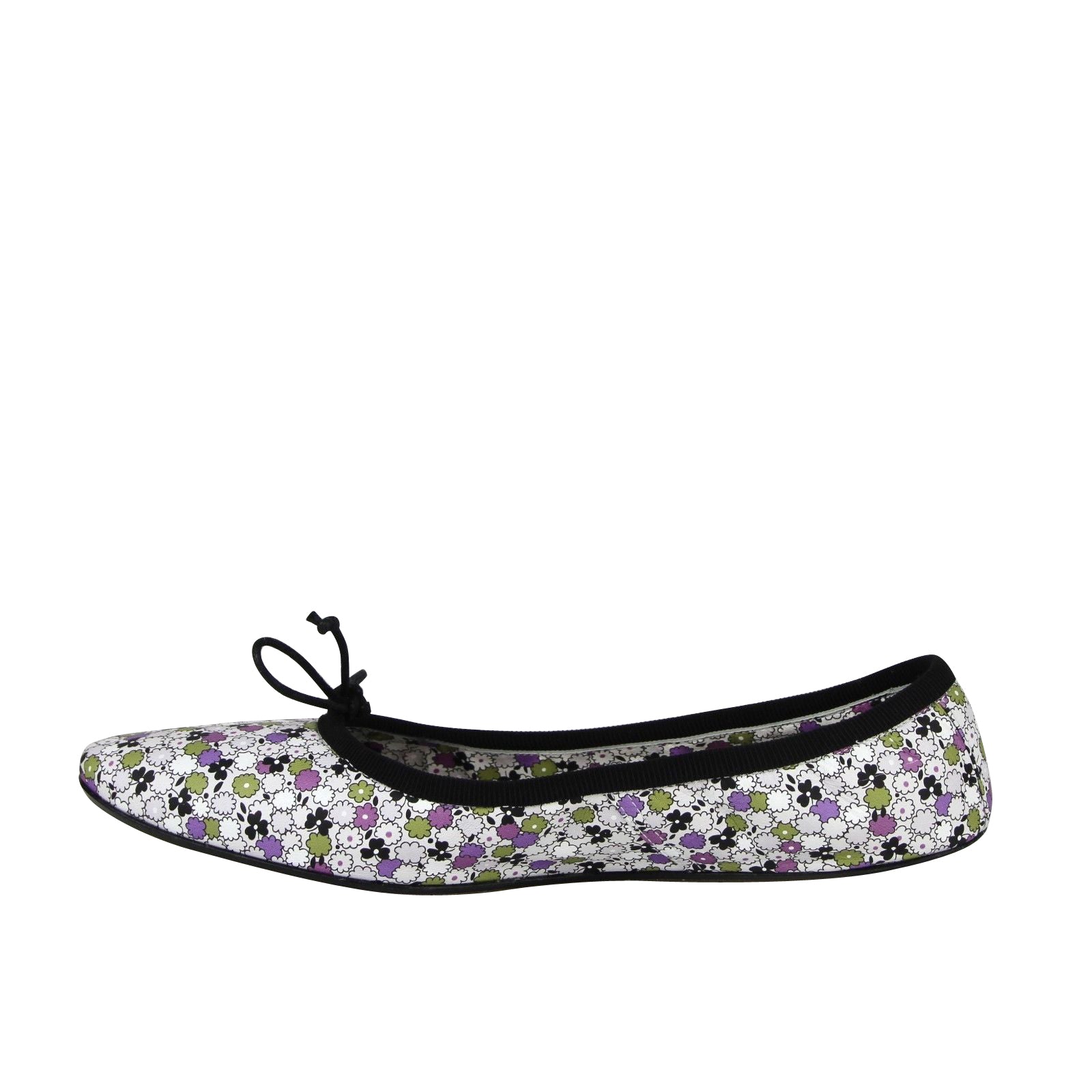 Bottega Veneta Women's Floral Green / Purple / Black Leather Ballet Flats (39 EU / 9 US)