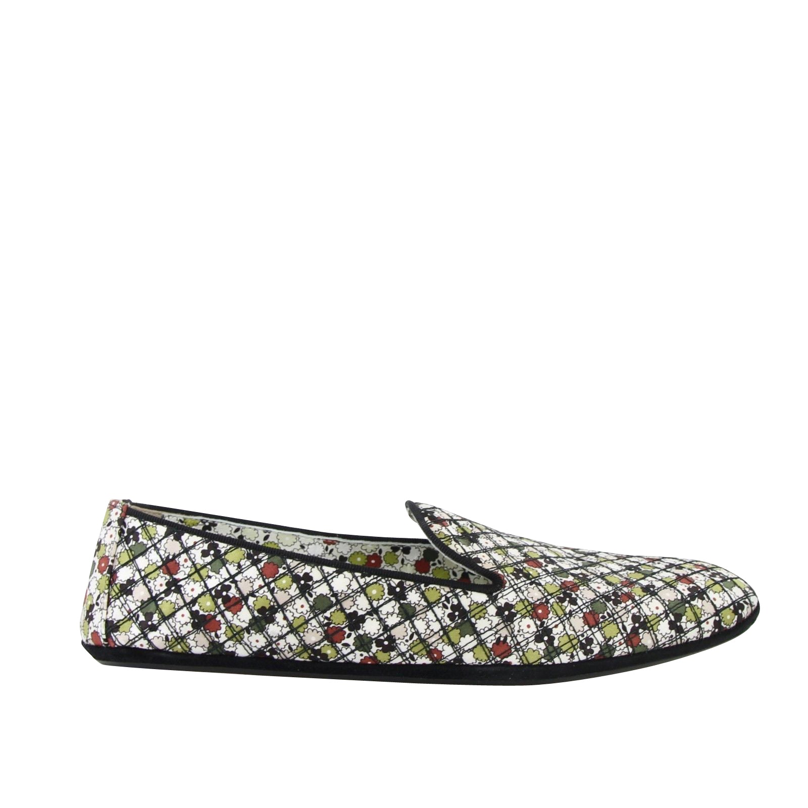 Bottega Veneta Women's Floral Green / Red / Black Fabric / Leather Ballet Flats (38.5 EU / 8.5 US)