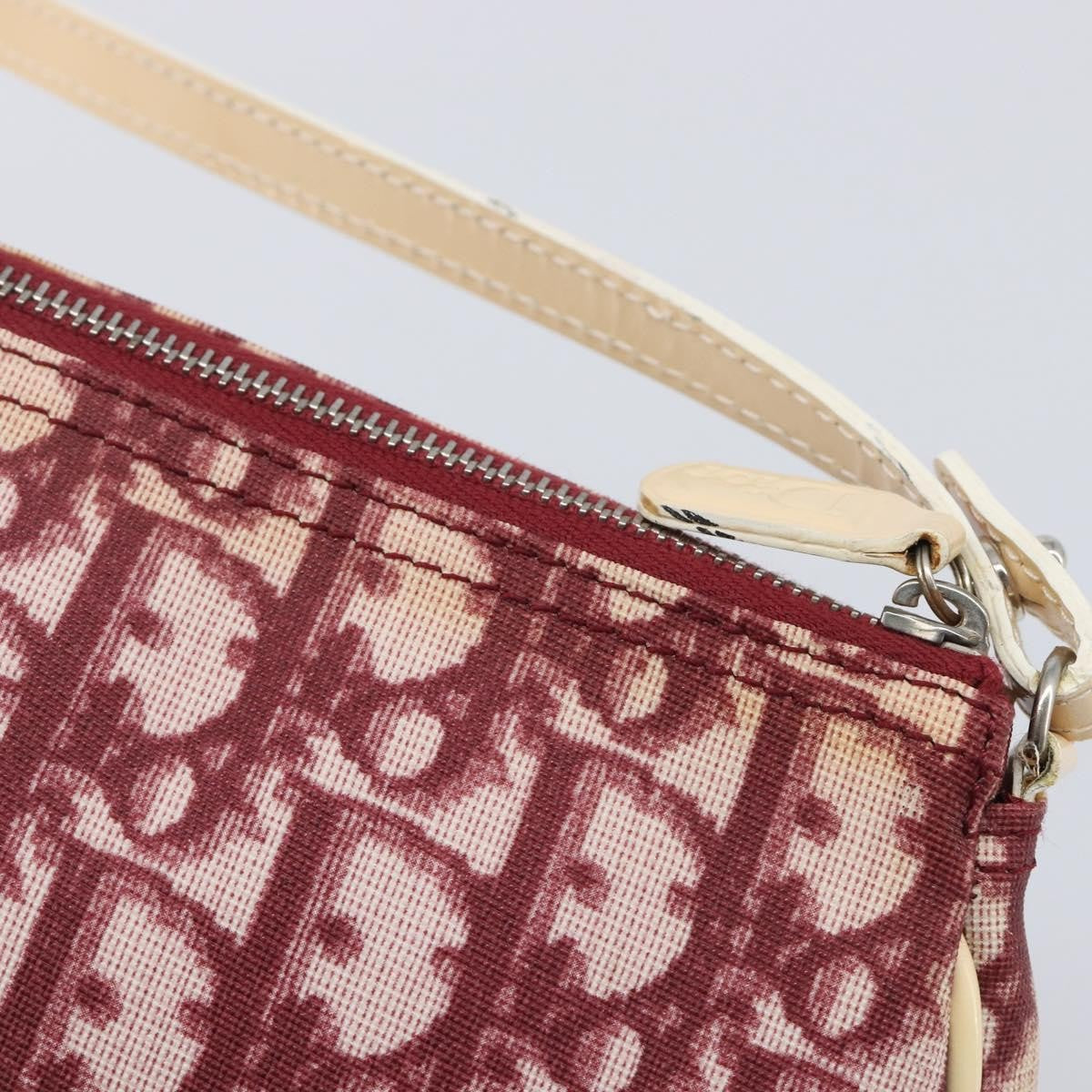 Christian Dior Vintage Saddle Bag Canvas Red Canvas Clutche & Pouche Bag (Pre-Owned)