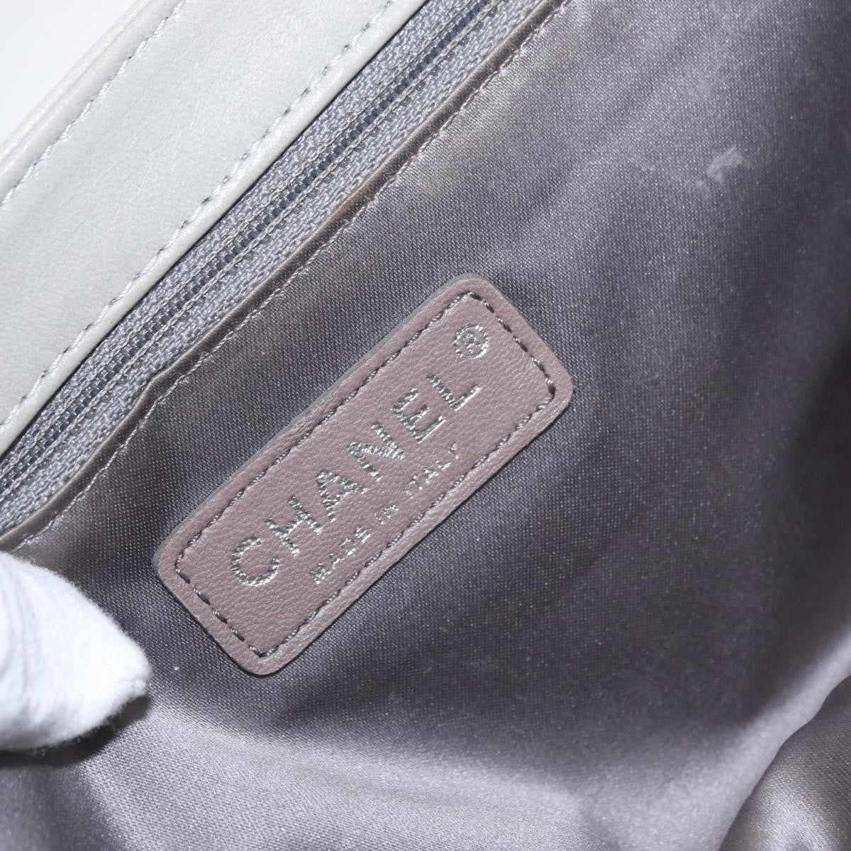 Chanel Mademoiselle Lock Flap Quilted Lambskin Gray Leather Shoulder Bag Bag (Pre-Owned)