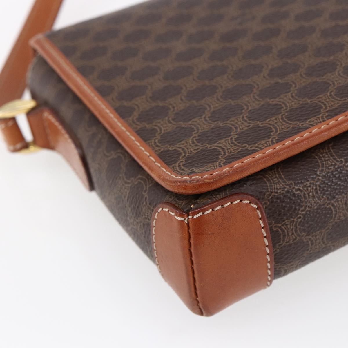 Celine Vintage Macadam Canvas And Leather Brown Canvas Shoulder Bag Bag (Pre-Owned)