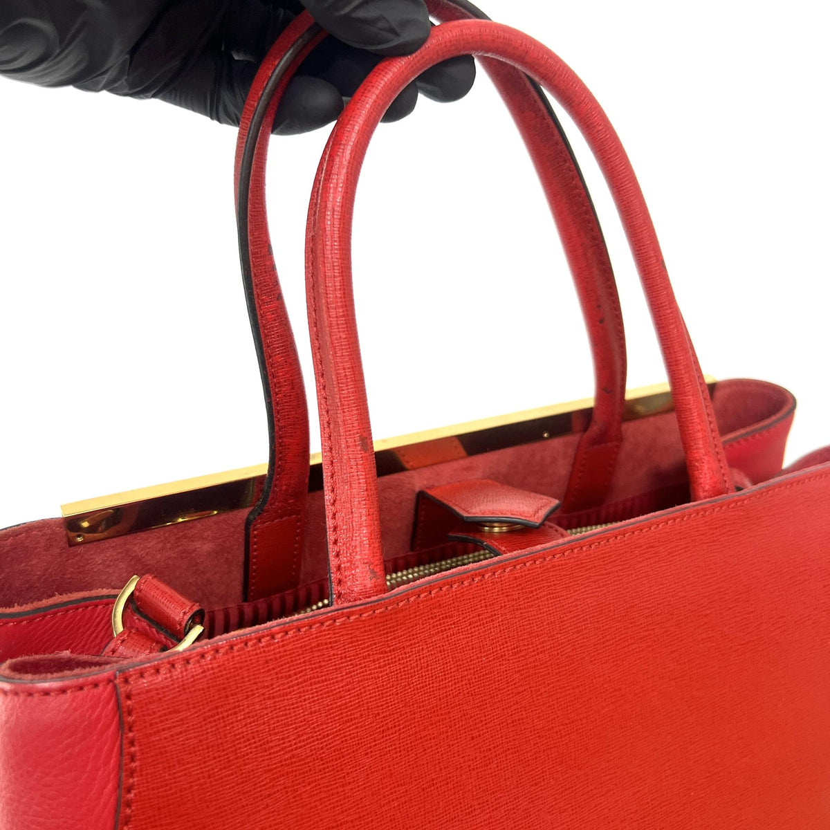 Fendi 2Jours Leather Red Leather Handbag (Pre-Owned)