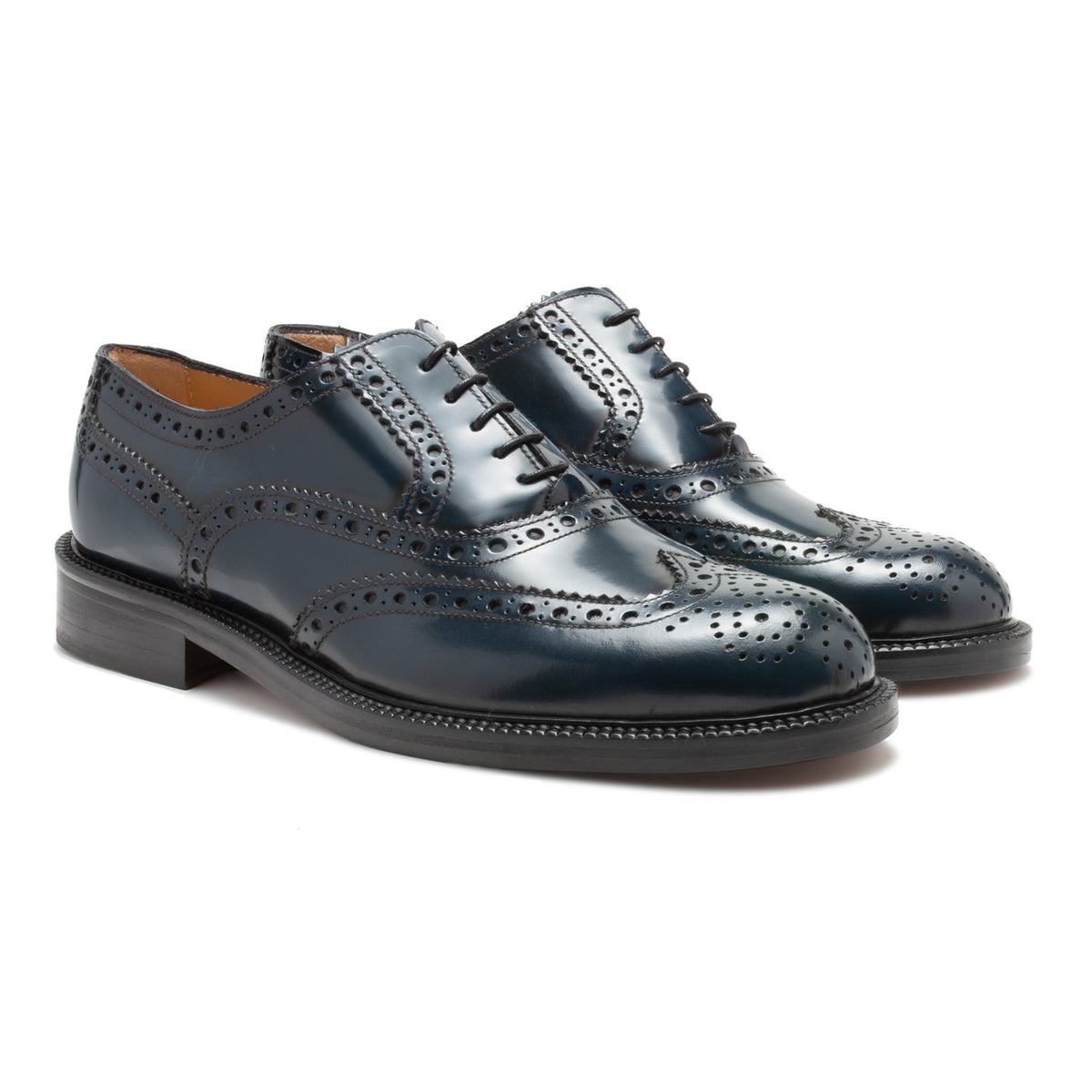 Saxone of Scotland Elegant Blue Leather Brogue Men's Shoes