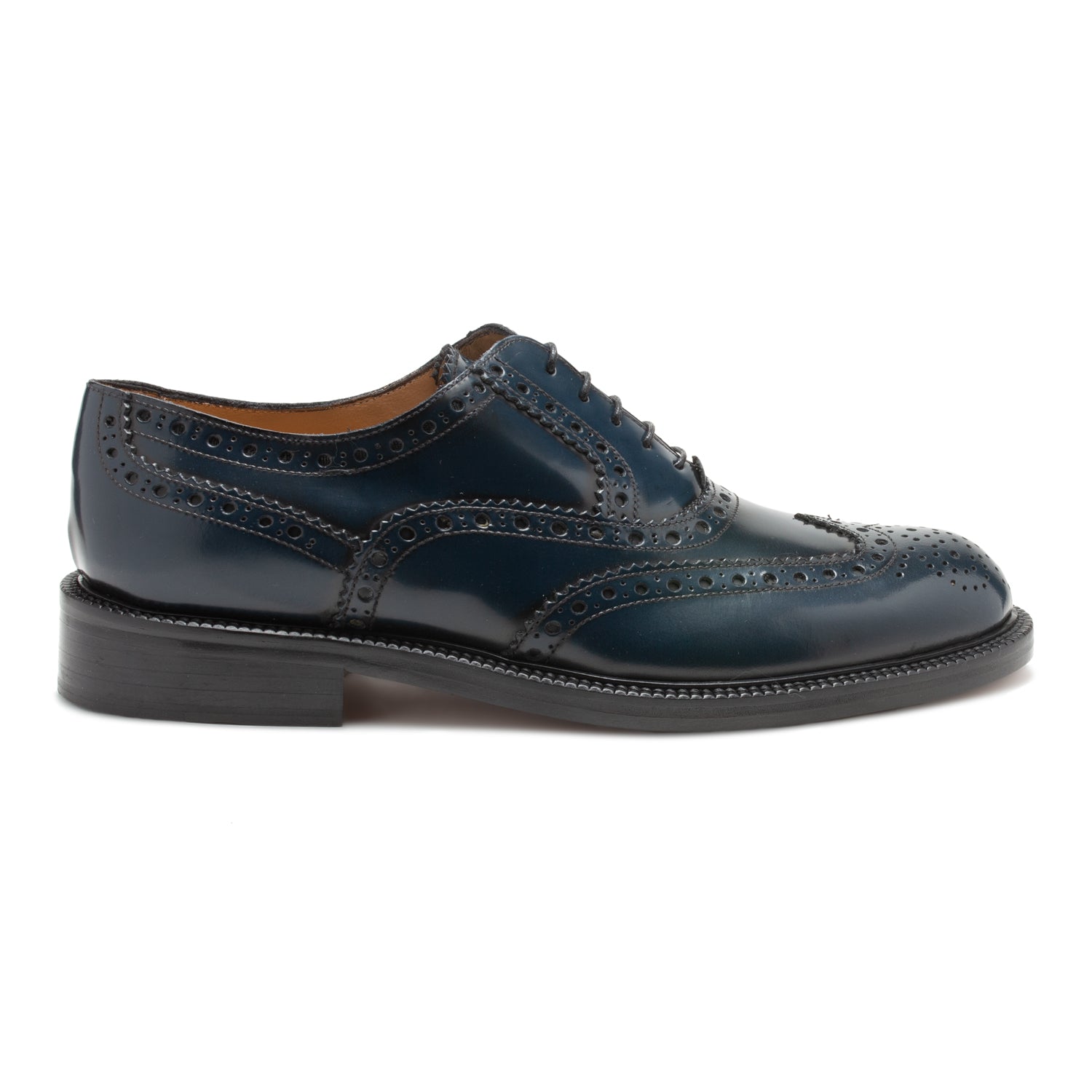 Saxone of Scotland Elegant Blue Leather Brogue Men's Shoes