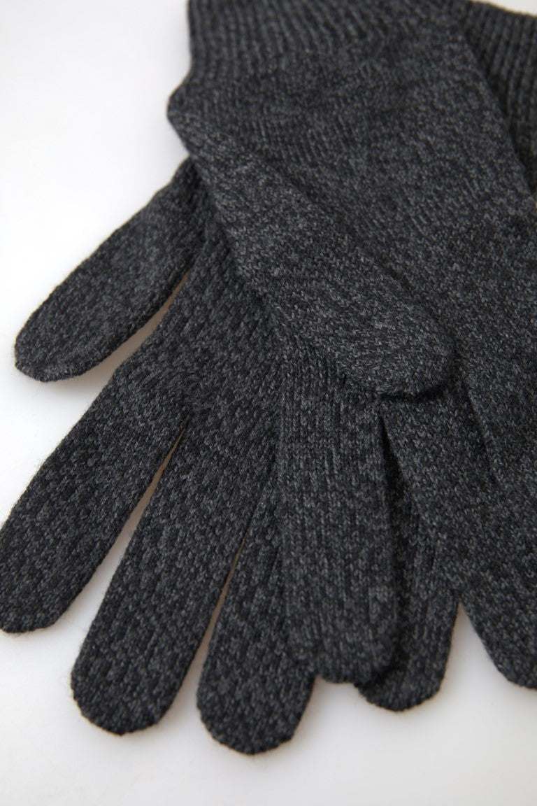 Dolce & Gabbana Elegant Virgin Wool Winter Gloves in Men's Gray