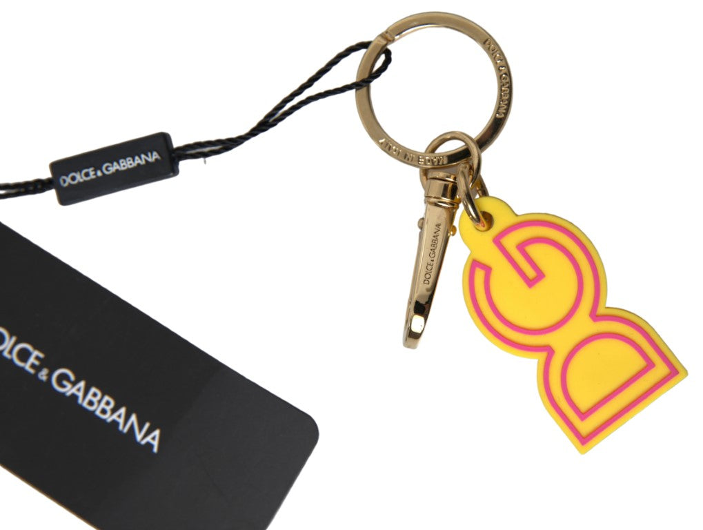 Dolce & Gabbana Chic Yellow Logo-Engraved Women's Keychain
