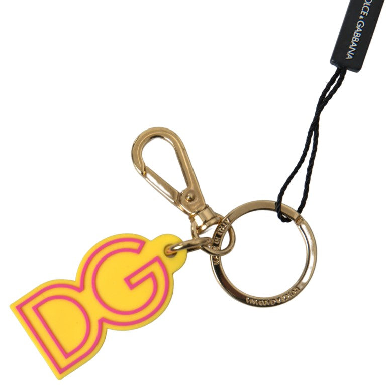 Dolce & Gabbana Chic Yellow Logo-Engraved Women's Keychain