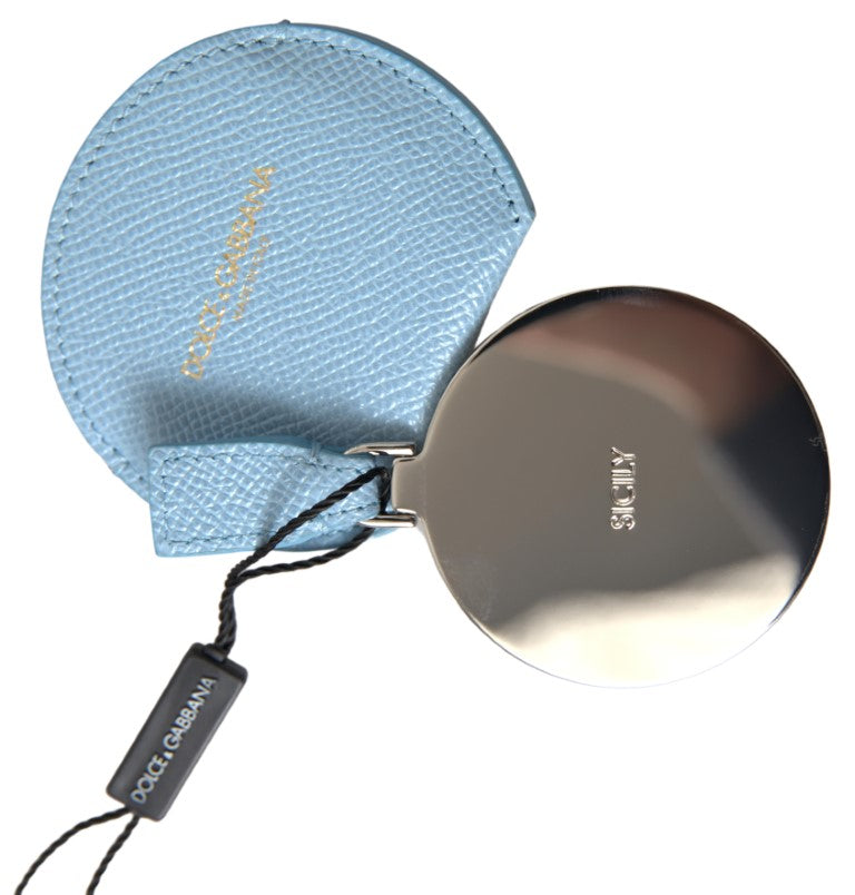 Dolce & Gabbana Light Blue Calfskin Leather Mirror Women's Holder