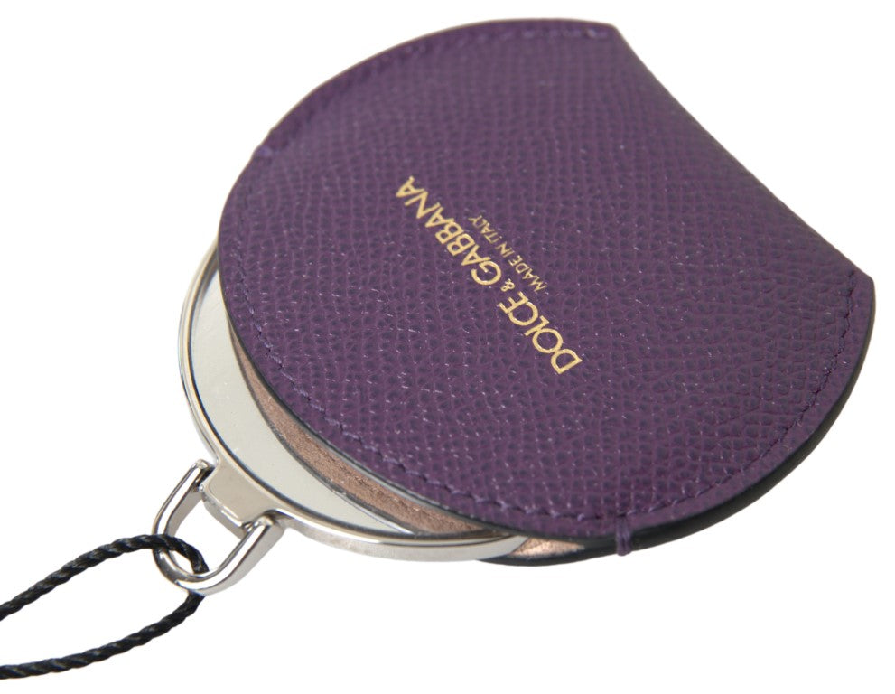 Dolce & Gabbana Elegant Purple Leather Mirror Women's Holder