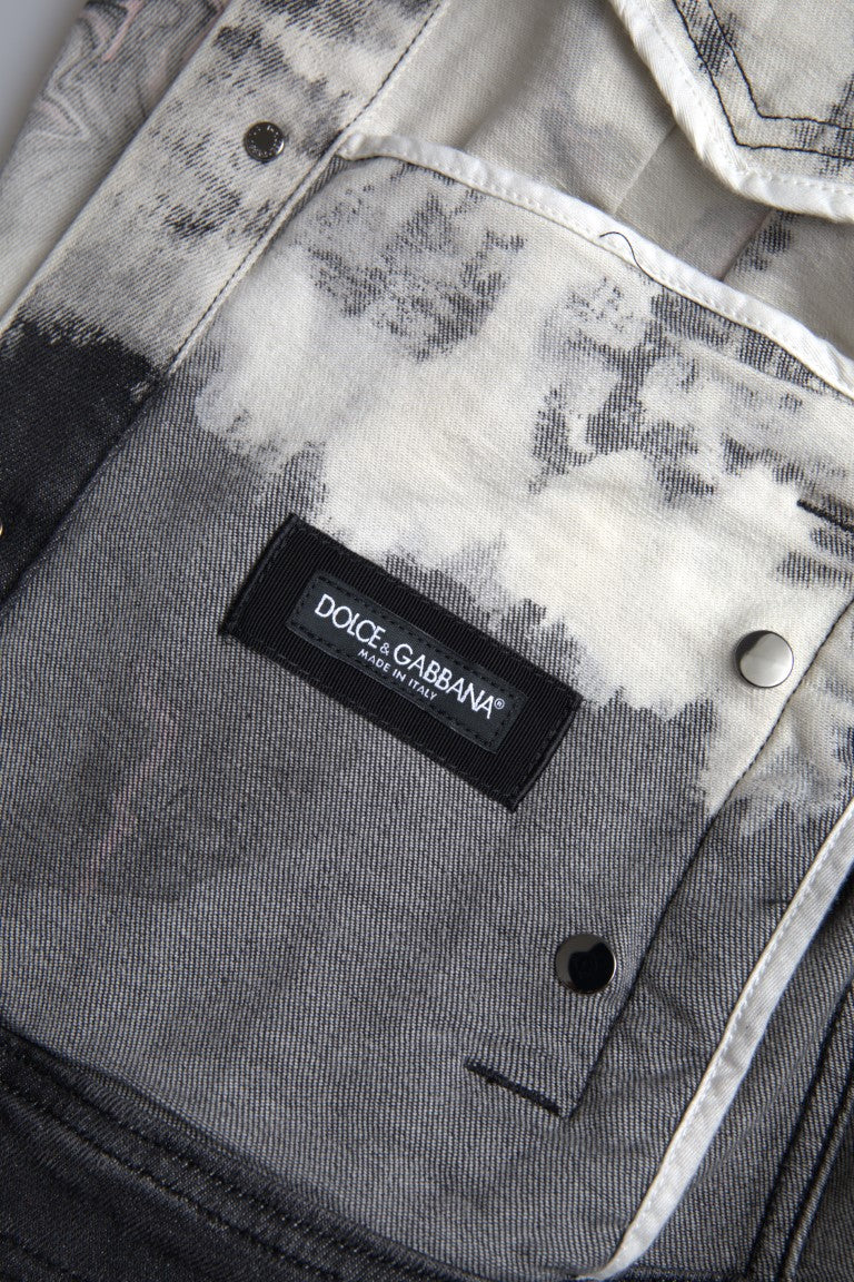 Dolce & Gabbana Multicolor Cotton Collared Denim Men's Jacket