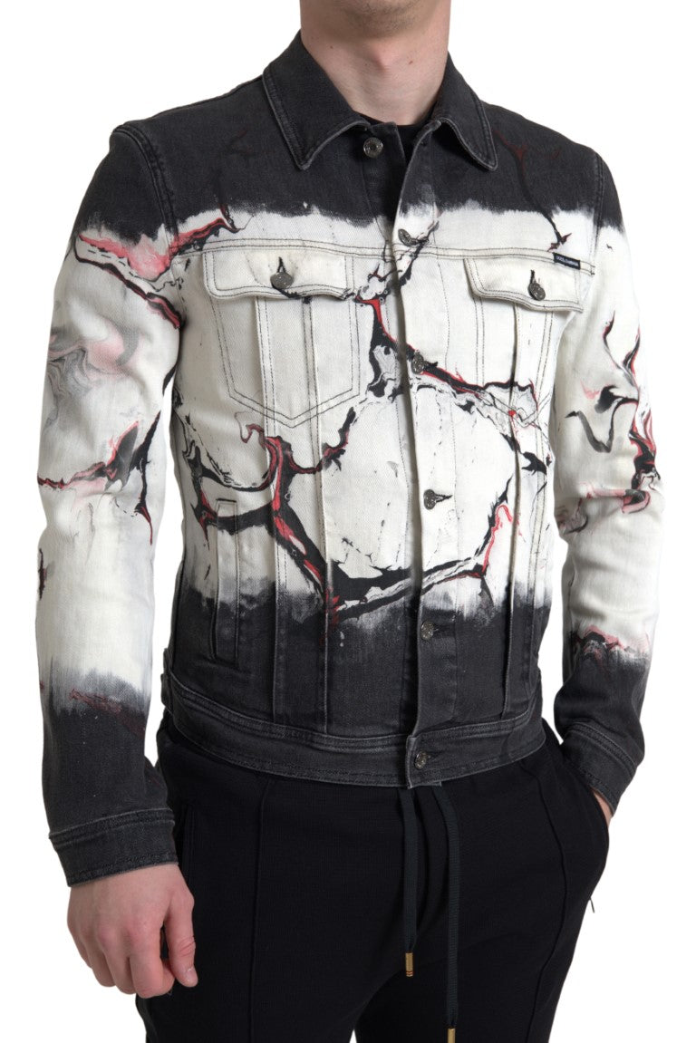 Dolce & Gabbana Multicolor Cotton Collared Denim Men's Jacket