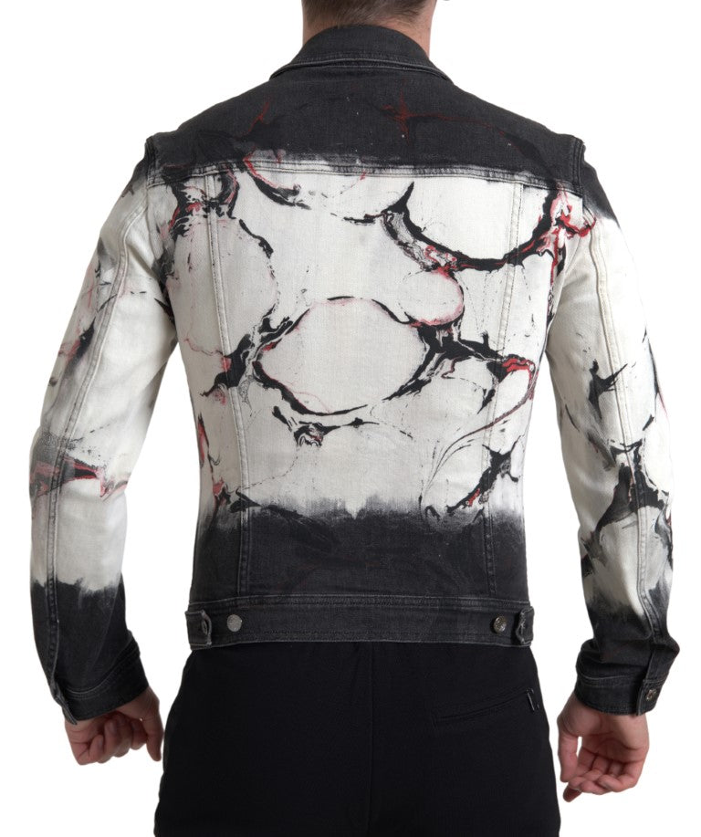 Dolce & Gabbana Multicolor Cotton Collared Denim Men's Jacket