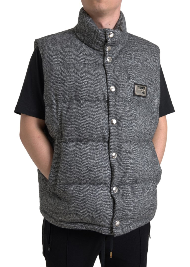 Dolce & Gabbana Elegant Chevron Knit Wool Blend Vest Men's Jacket