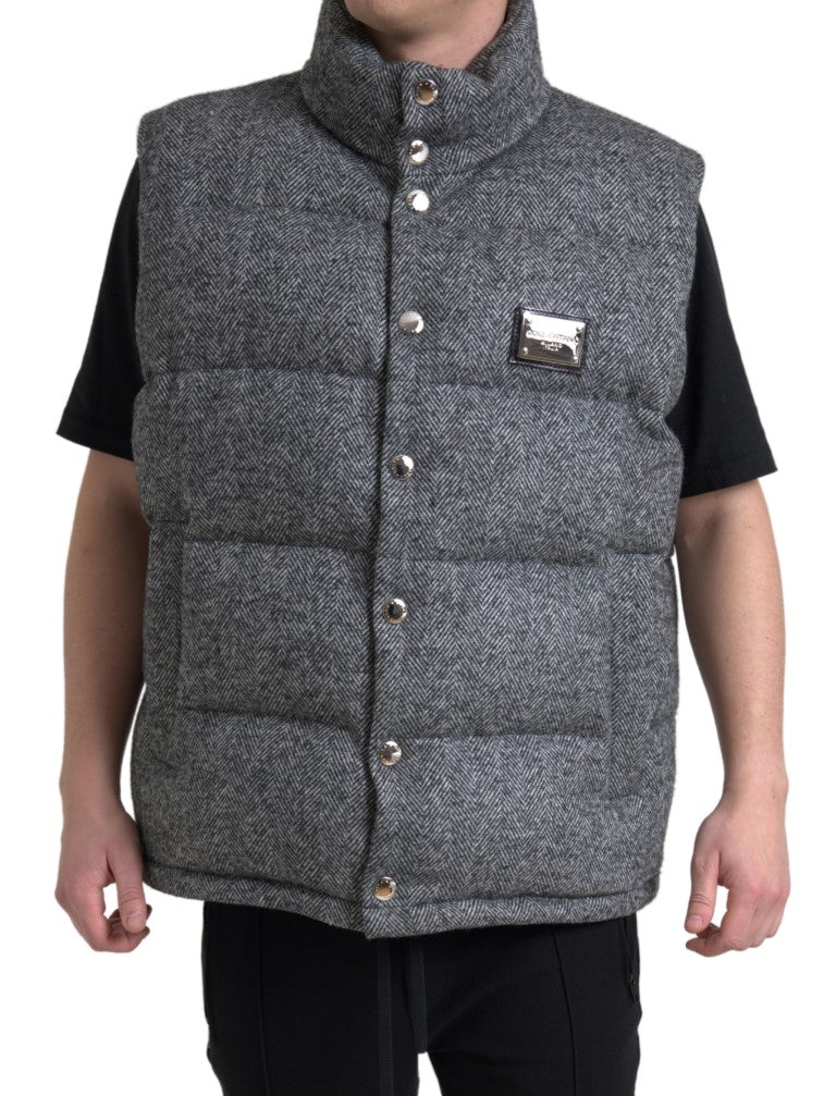 Dolce & Gabbana Elegant Chevron Knit Wool Blend Vest Men's Jacket
