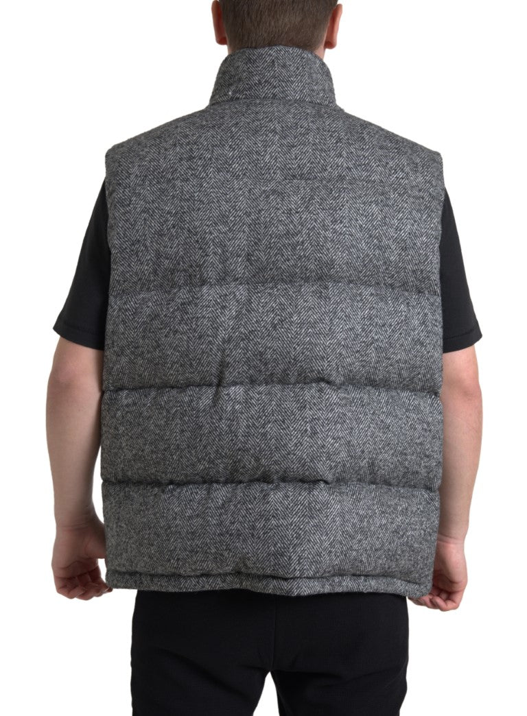 Dolce & Gabbana Elegant Chevron Knit Wool Blend Vest Men's Jacket