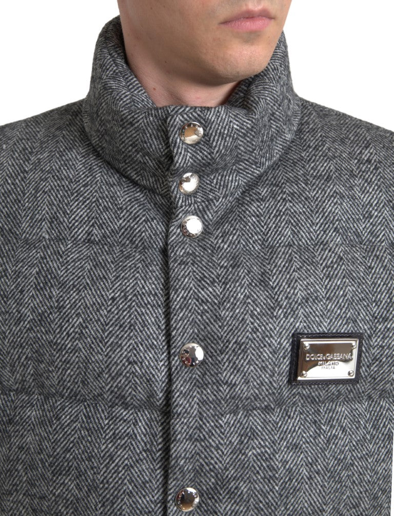 Dolce & Gabbana Elegant Chevron Knit Wool Blend Vest Men's Jacket