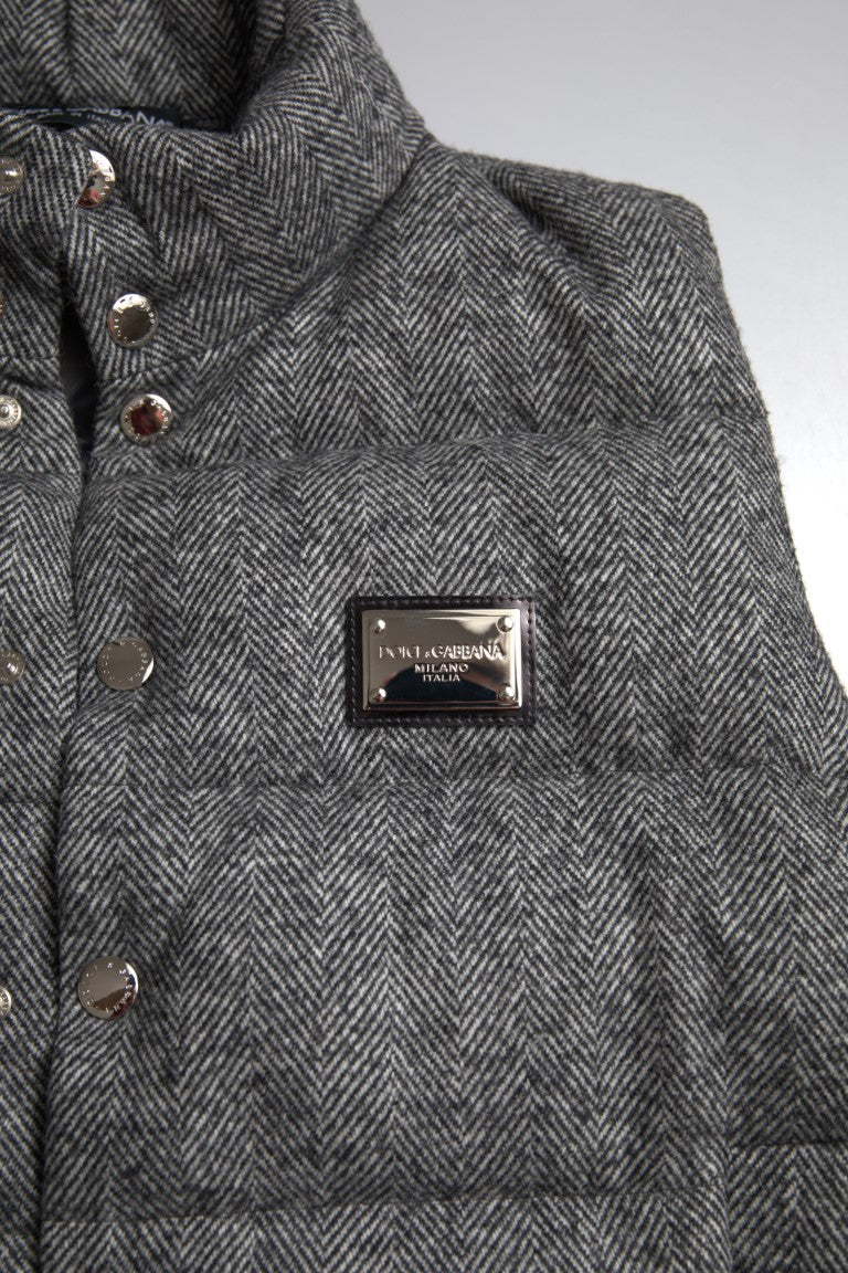 Dolce & Gabbana Elegant Chevron Knit Wool Blend Vest Men's Jacket