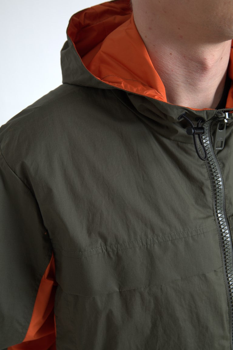 Dolce & Gabbana Elegant Hooded Full Zip Jacket in Green and Men's Orange