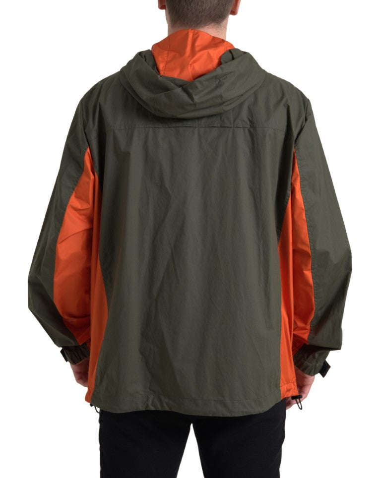 Dolce & Gabbana Elegant Hooded Full Zip Jacket in Green and Men's Orange