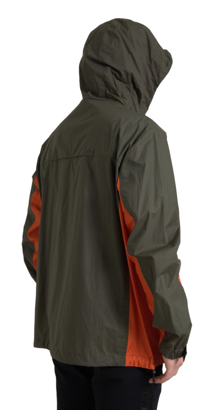 Dolce & Gabbana Elegant Hooded Full Zip Jacket in Green and Men's Orange