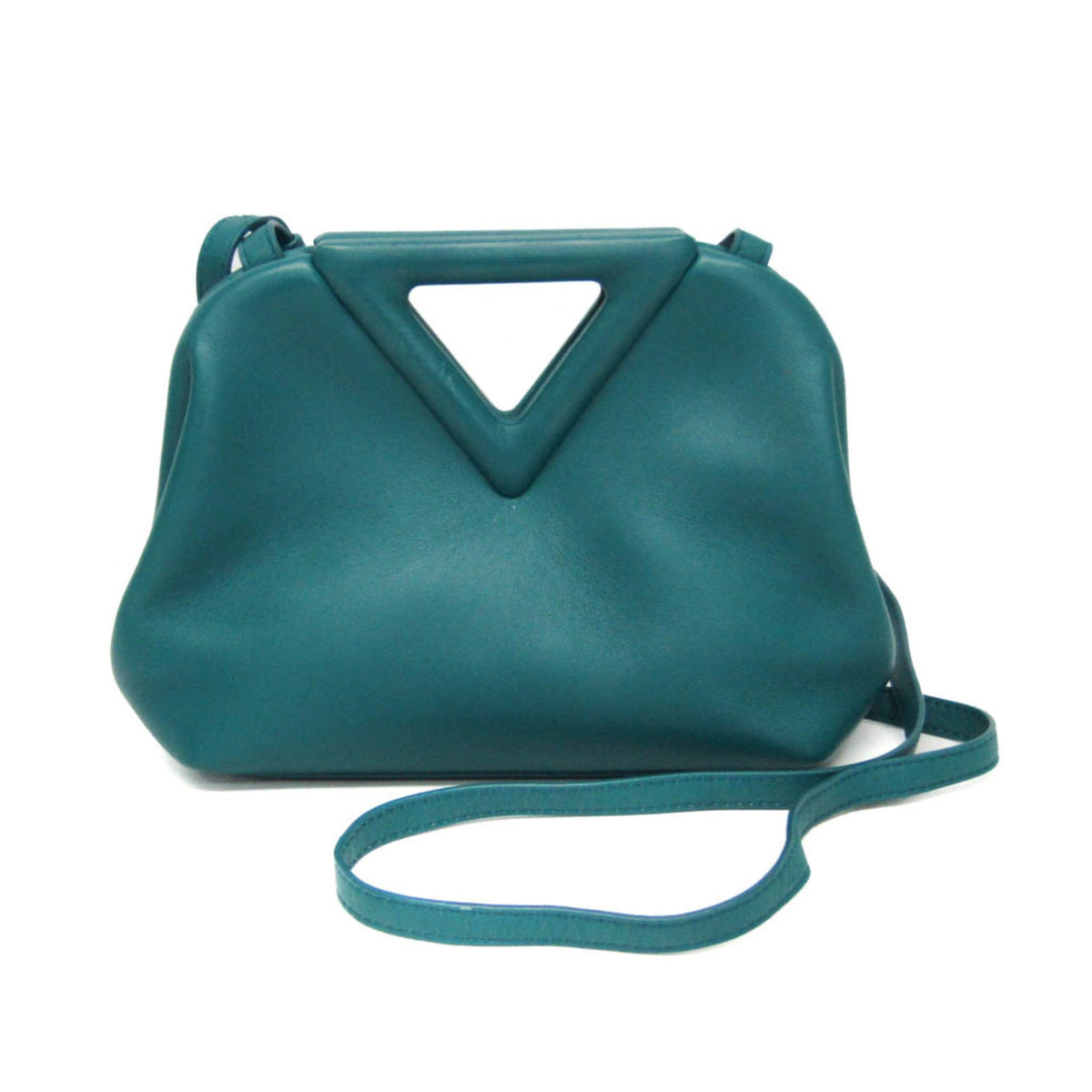 Bottega Veneta Point Leather Green Leather Shoulder Bag Bag (Pre-Owned)