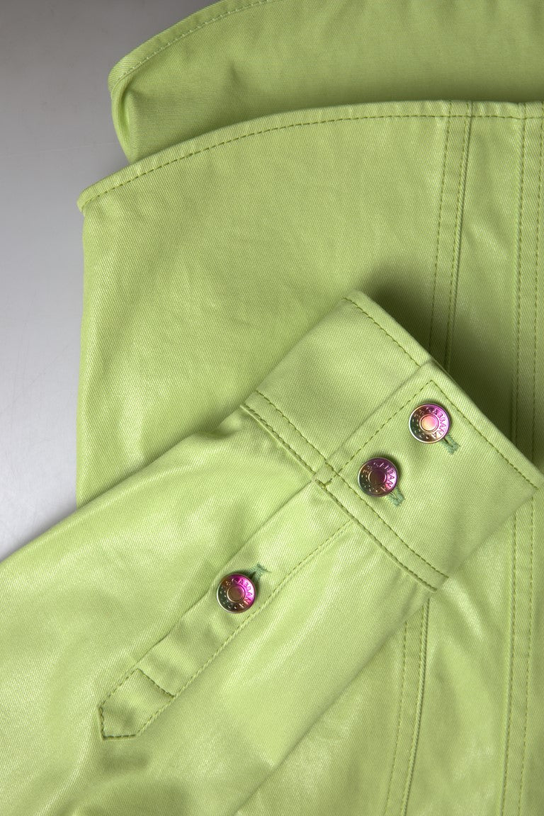 Dolce & Gabbana Green Cotton Collared Button Down Men's Shirt