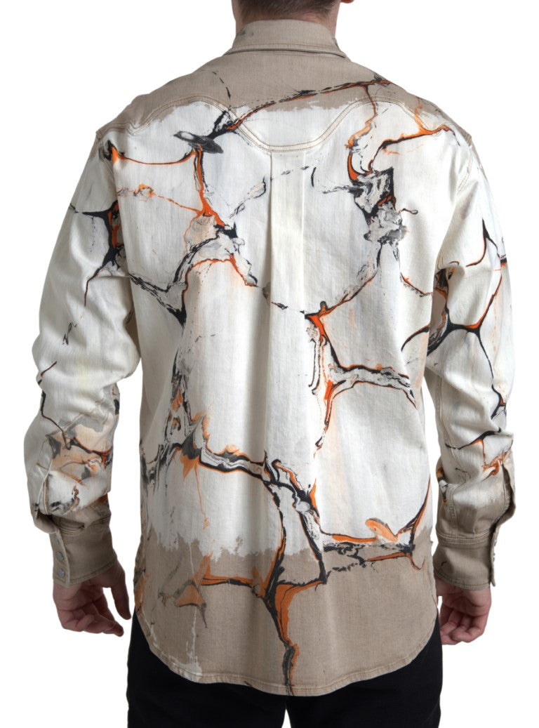 Dolce & Gabbana Multicolor Cotton Stretch Denim Men's Shirt