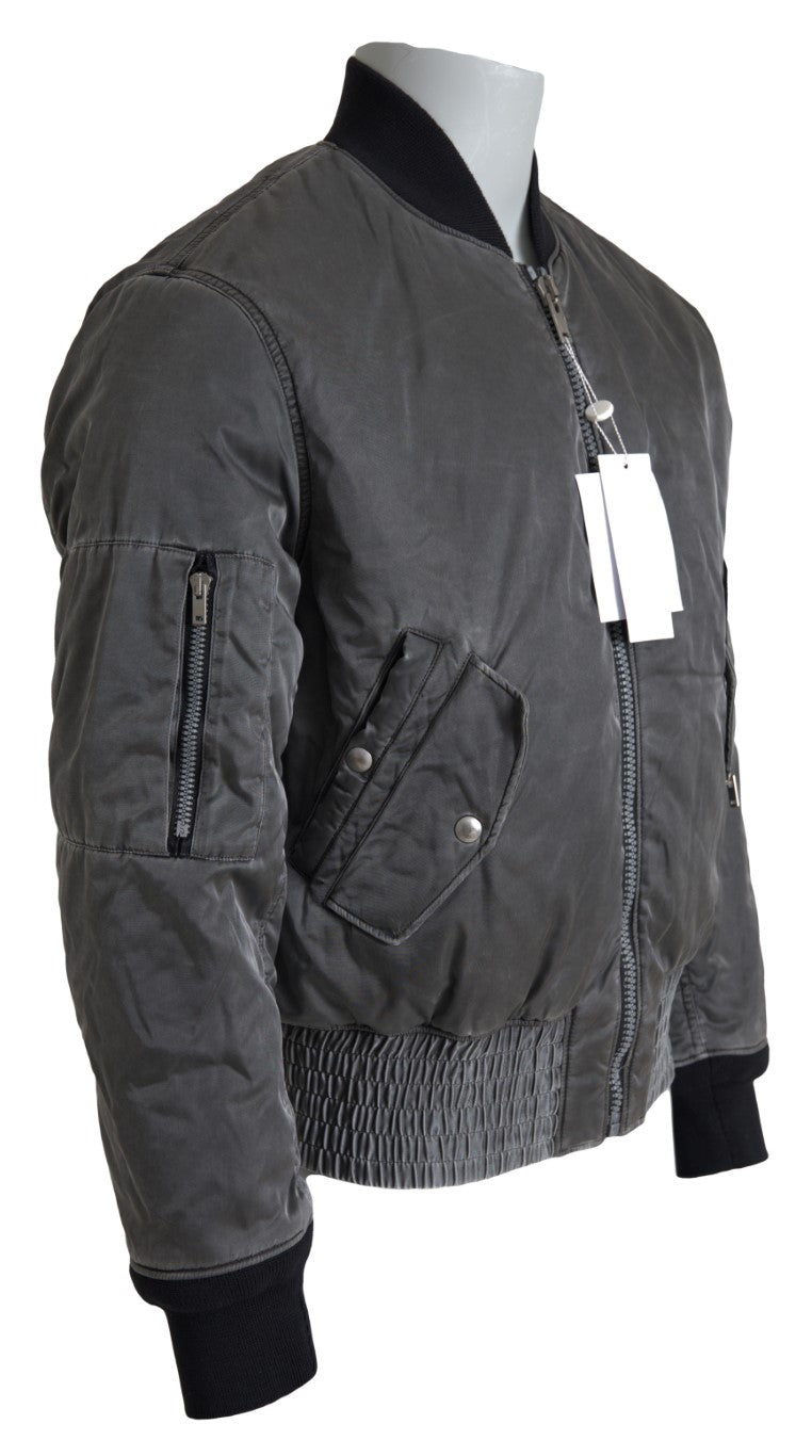 MM6 Maison Margiela Gray Bomber Zipper Pocket Sleeves Men's Jacket