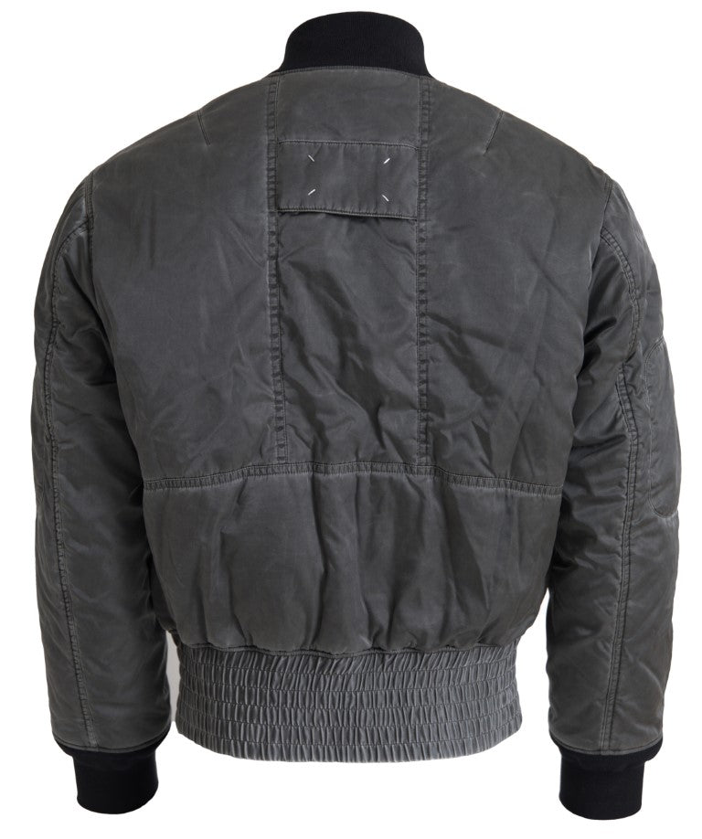 MM6 Maison Margiela Gray Bomber Zipper Pocket Sleeves Men's Jacket