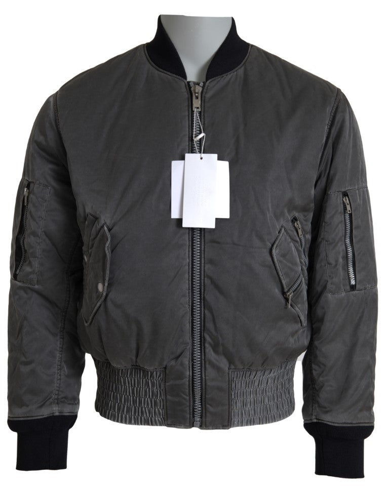 MM6 Maison Margiela Gray Bomber Zipper Pocket Sleeves Men's Jacket