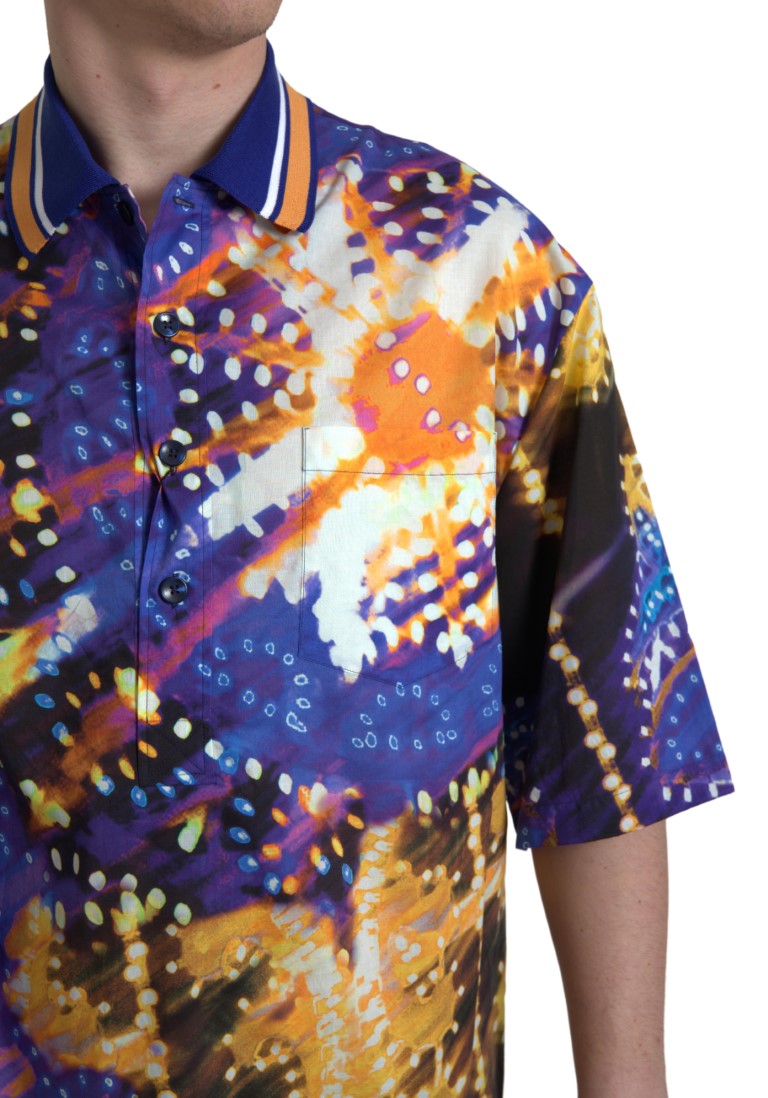 Dolce & Gabbana Multicolor Cotton Polo Shirt with Logo Men's Detail