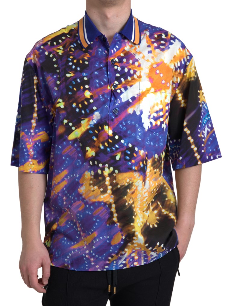 Dolce & Gabbana Multicolor Cotton Polo Shirt with Logo Men's Detail