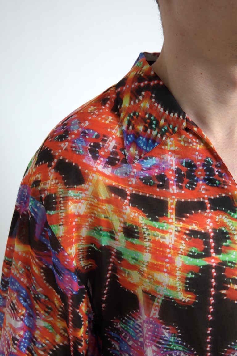 Dolce & Gabbana Multicolor Luminarie Print Men Cotton Men's Shirt