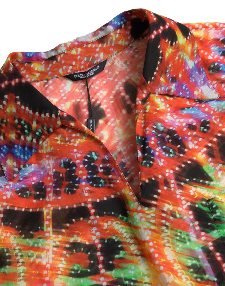 Dolce & Gabbana Multicolor Luminarie Print Men Cotton Men's Shirt