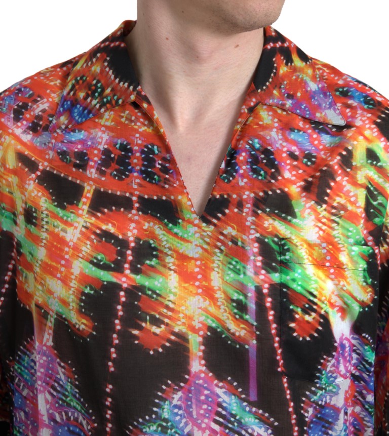 Dolce & Gabbana Multicolor Luminarie Print Men Cotton Men's Shirt