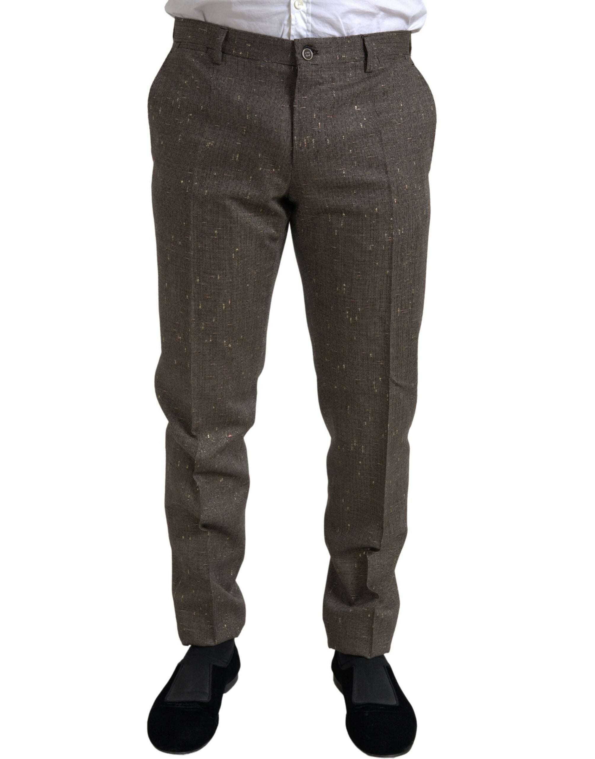 Dolce & Gabbana Brown Wool Dress Skinny Men Trouser Men's Pants