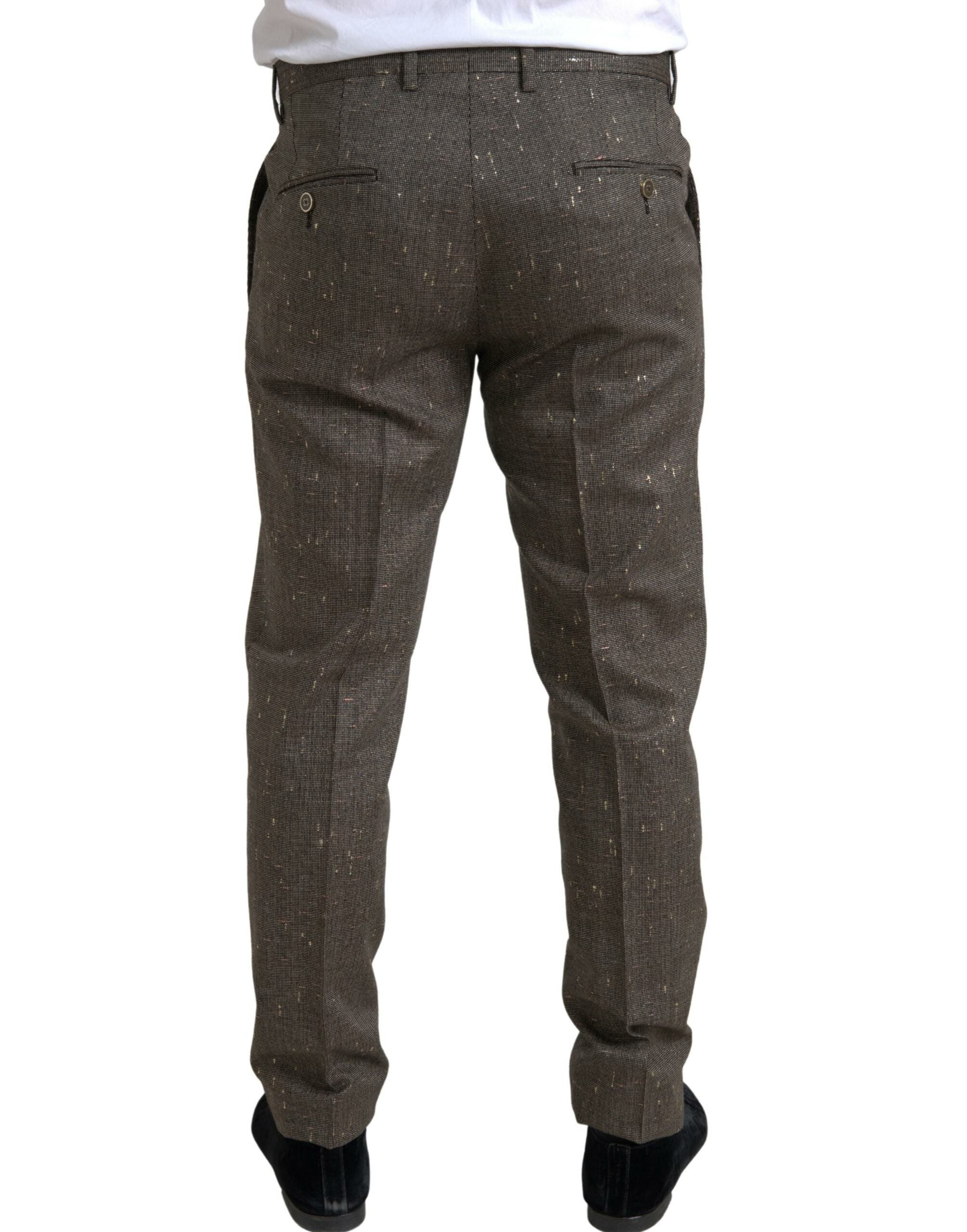 Dolce & Gabbana Brown Wool Dress Skinny Men Trouser Men's Pants