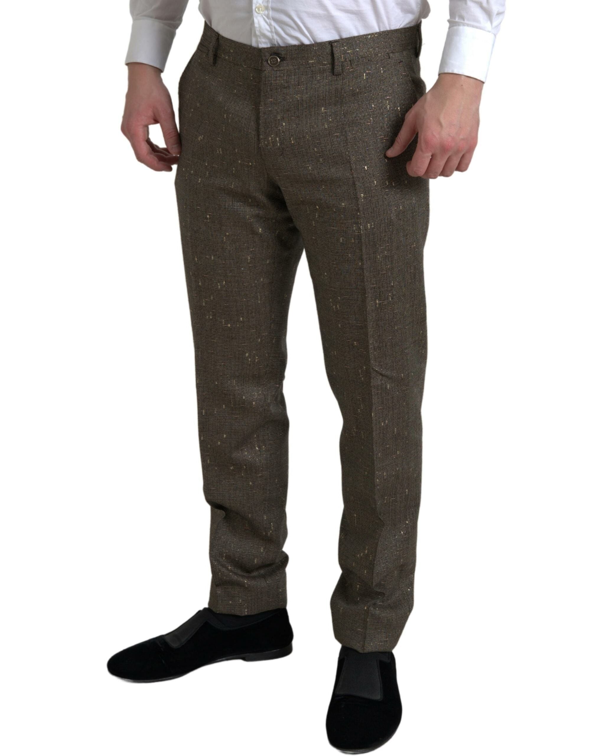 Dolce & Gabbana Brown Wool Dress Skinny Men Trouser Men's Pants