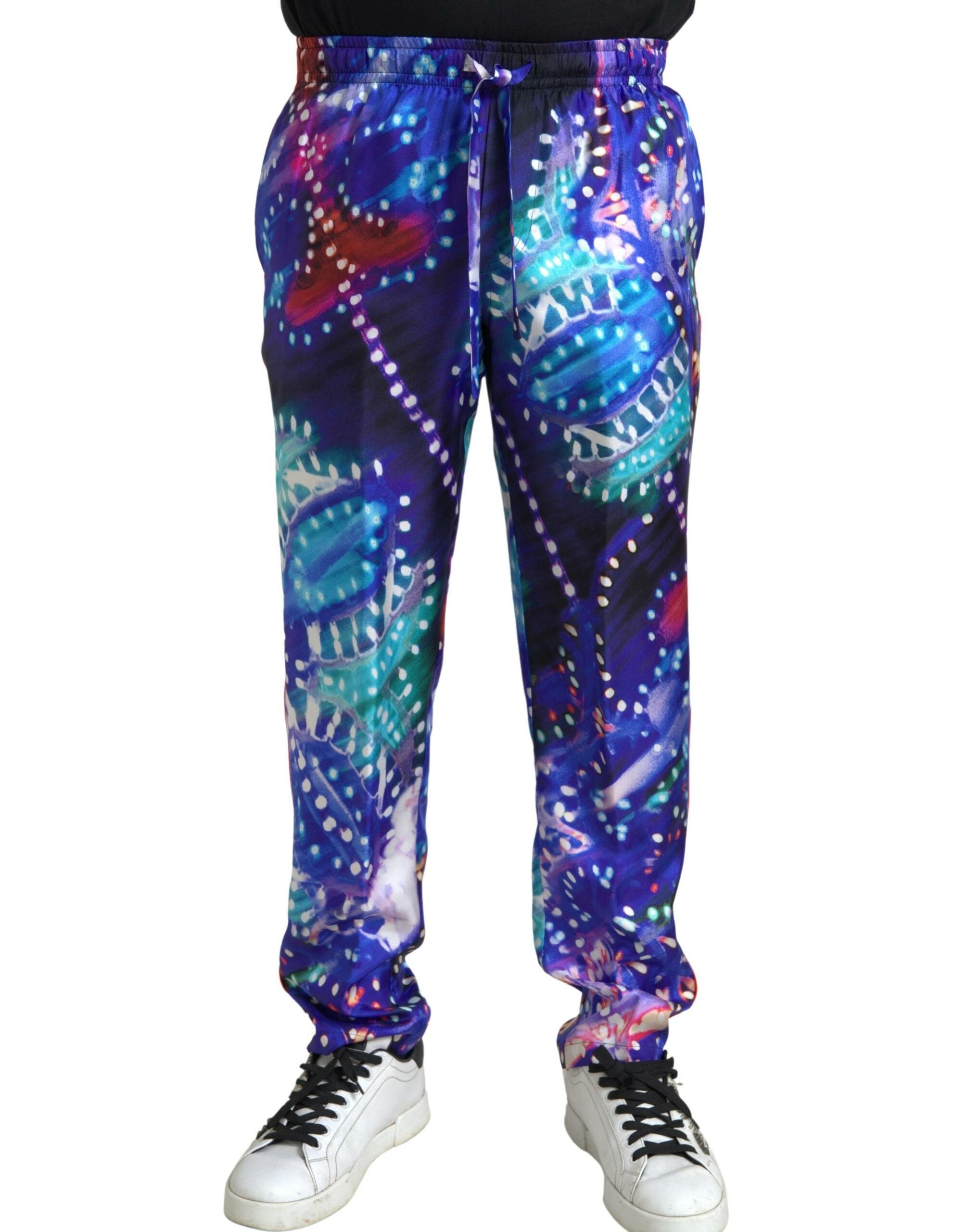 Dolce & Gabbana Multicolor Printed Silk Men Trouser Men's Pants