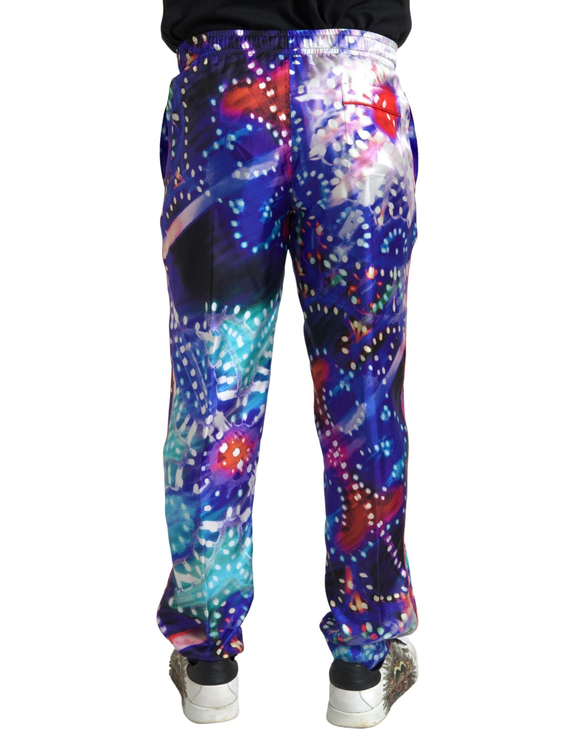Dolce & Gabbana Multicolor Printed Silk Men Trouser Men's Pants