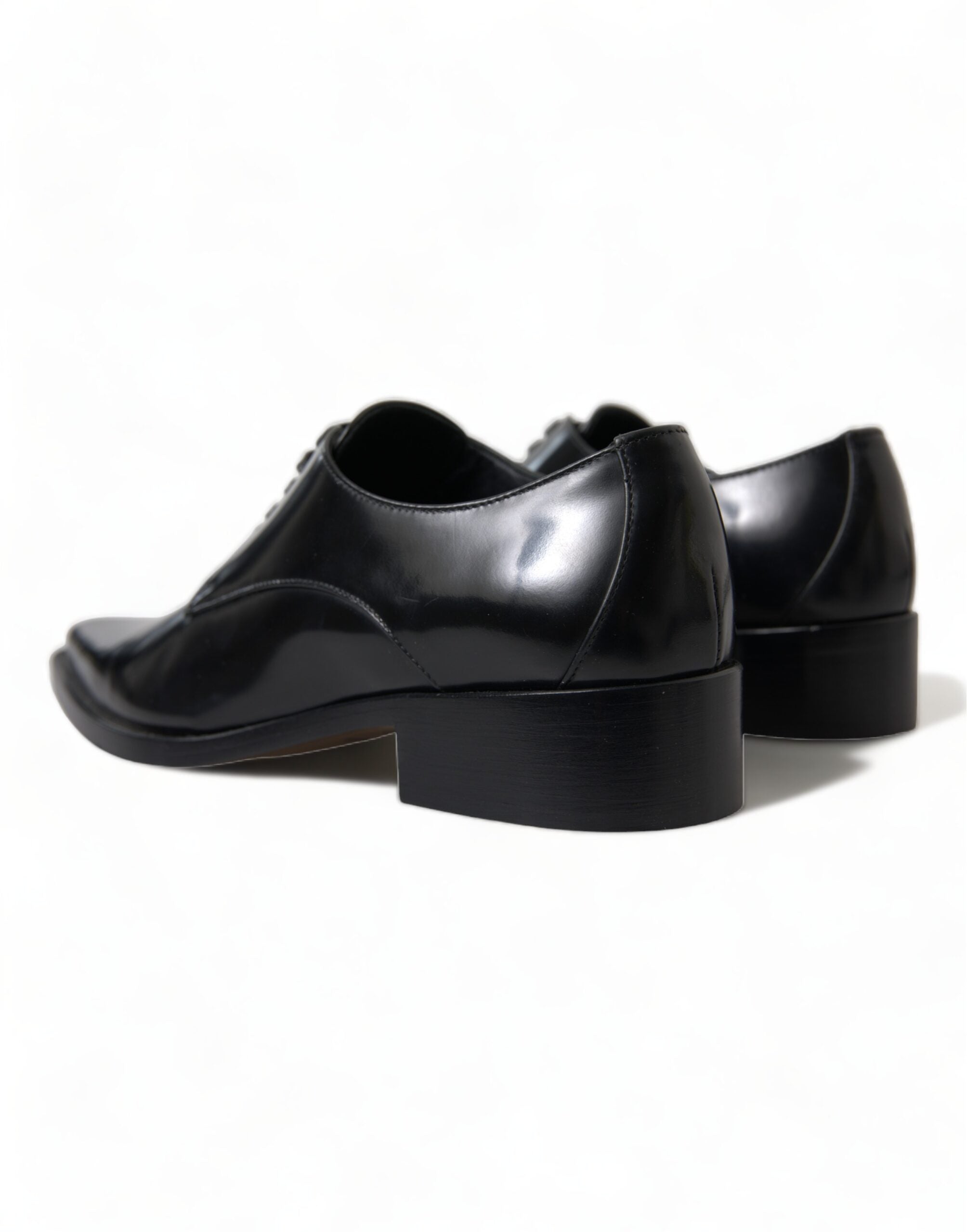 Dolce & Gabbana Black Leather Lace Up Formal Flats Women's Shoes