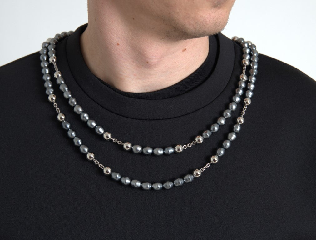 Dolce & Gabbana Black Necklace Embellished Polyester Men's T-shirt