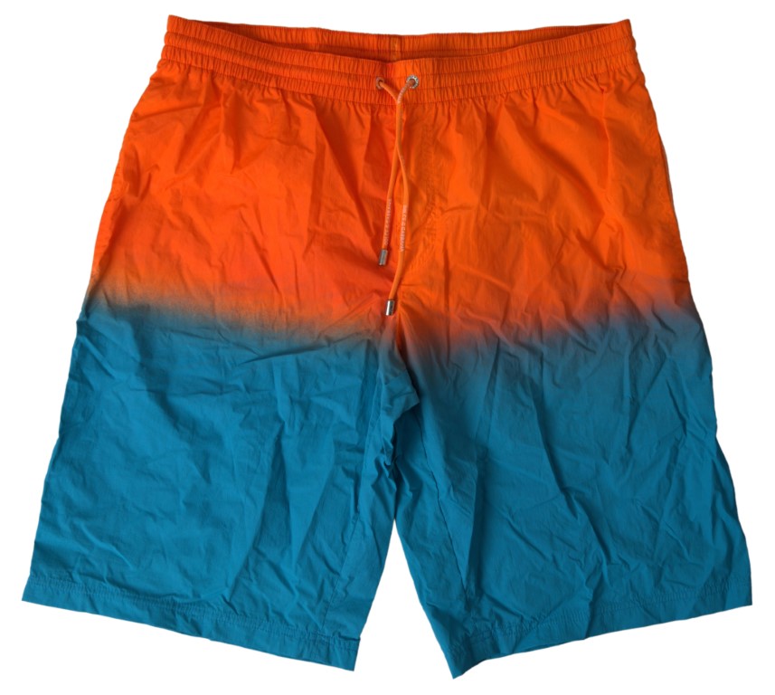 Dolce & Gabbana Orange Blue Gradient Beachwear Swimwear Men's Shorts